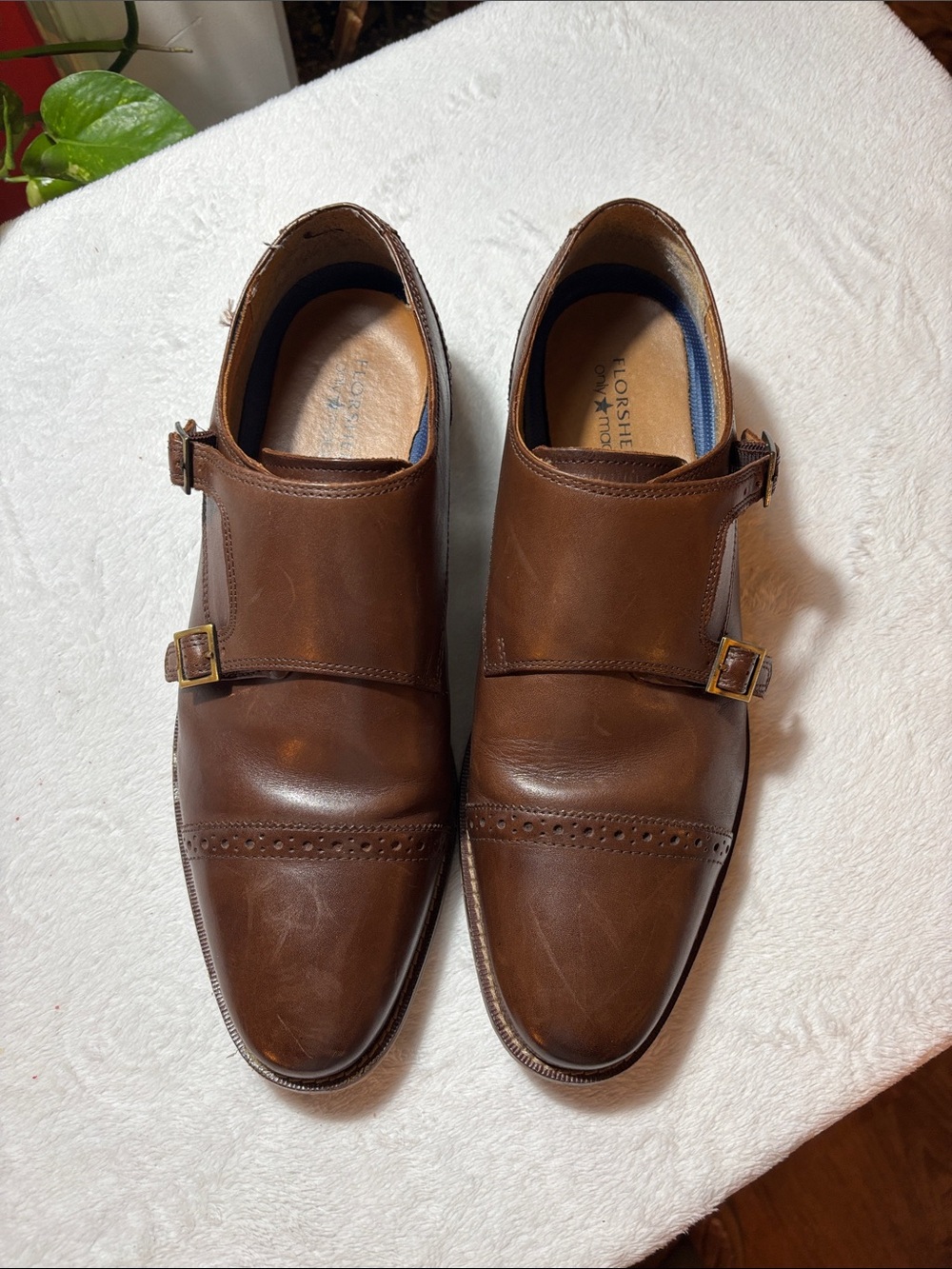Florsheim Brown Leather Double Monk Strap Dress Shoes